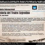 Cátedra Internacional: Historia del Teatro Argentino