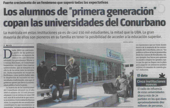 Tiempo Argentino Los alumnos de primera generacion copan las universidades del Conurbano