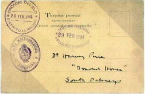 Tarjeta postal enviada desde Orcadas dos días antes de la toma formal de las instalaciones