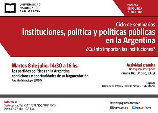 Nuevo encuentro del ciclo “Instituciones, políticas y políticas públicas en la Argentina”