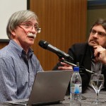 Felipe Pigna y Juan Martín Guevara juntos en una charla sobre el “Che”