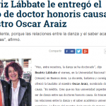 Cobertura de La Gaceta de Tucumán sobre la entrega del Honoris Causa a Oscar Araiz