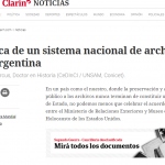 Columna de Horacio Tarcus en <i>Clarín</i> sobre el sistema nacional de archivos