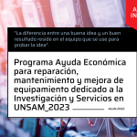 Programa de Ayuda Económica para Reparación, Mantenimiento, y Mejora del Equipamiento dedicado a la Investigación y Servicios de UNSAM_2023 | VENTANILLA PERMANENTE